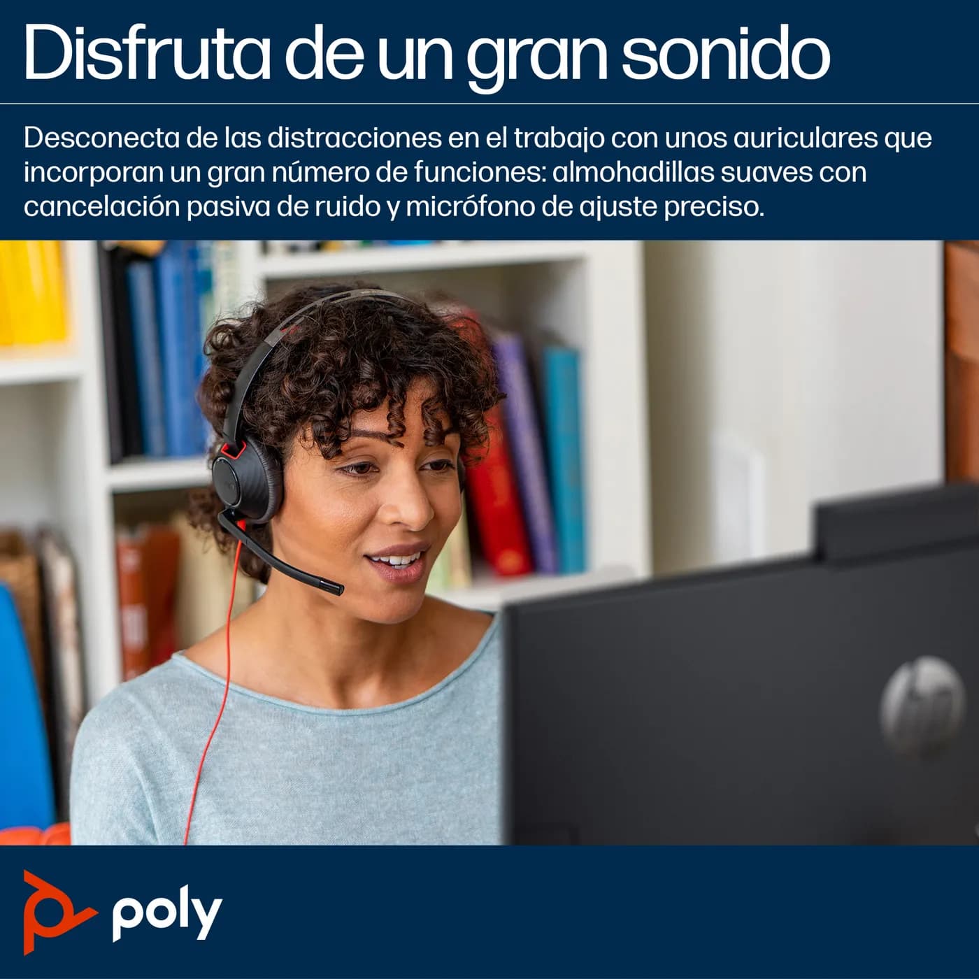HP Poly Auriculares estéreo Poly Blackwire 5220 + conector de 3,5 mm + 7
