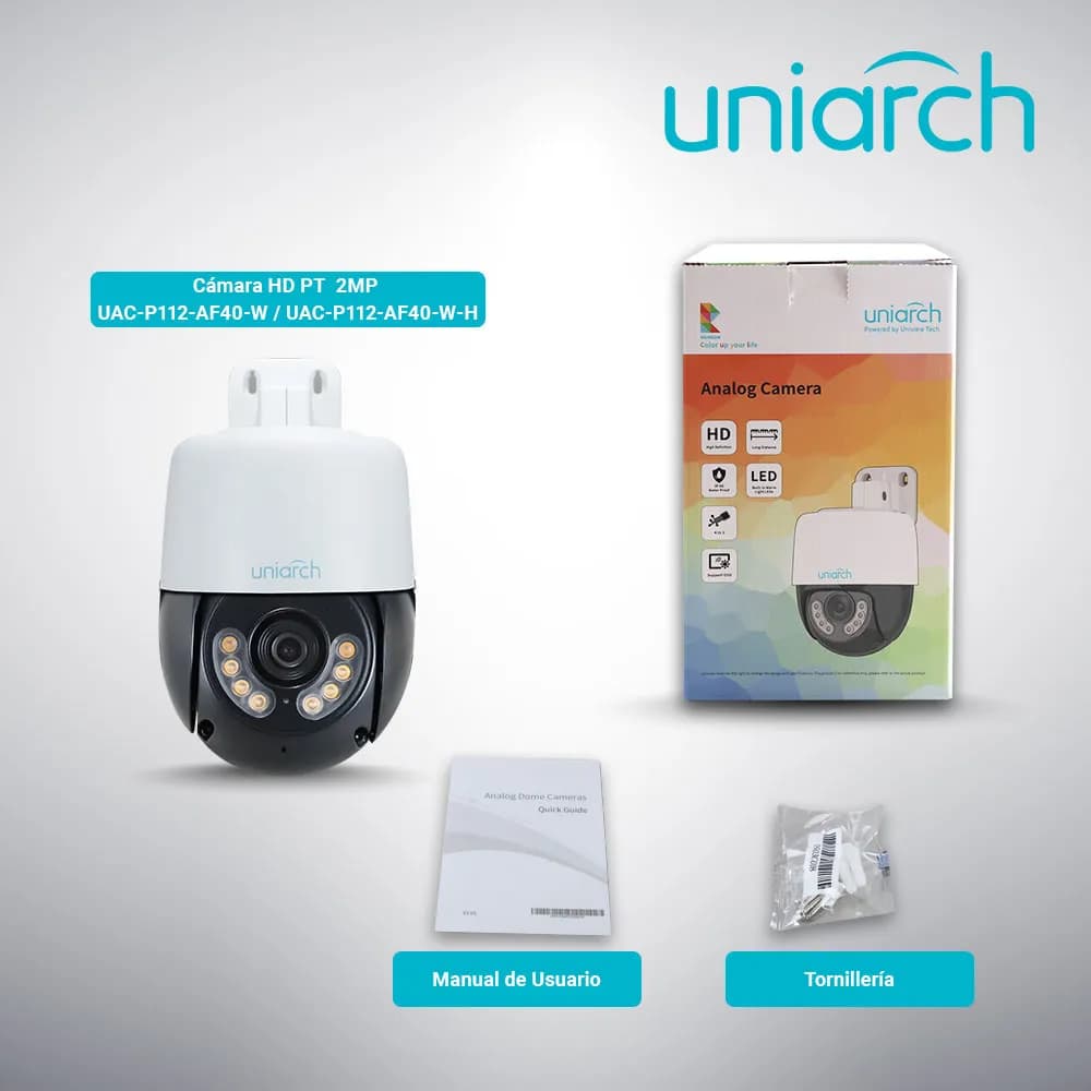 CAMARA HD PT UNIARCH COLORHUNTER UAC-P112-AF40-W / 2MP / TVI/AHD/CVI:  4
