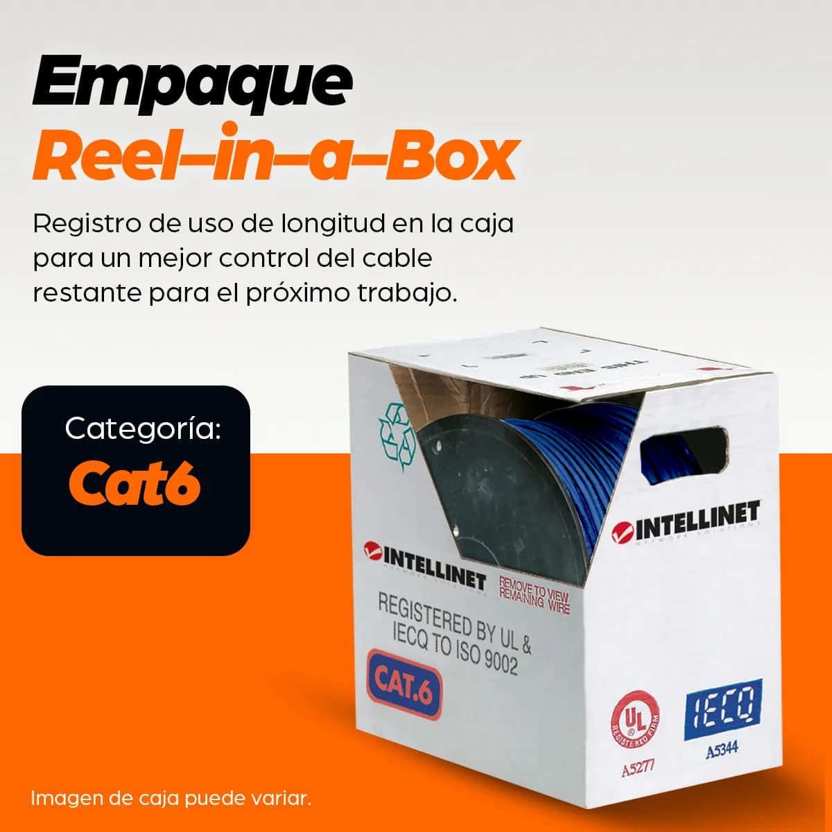 Intellinet Bobina de Cable UTP Cat6, Sólida, 100% cobre 8