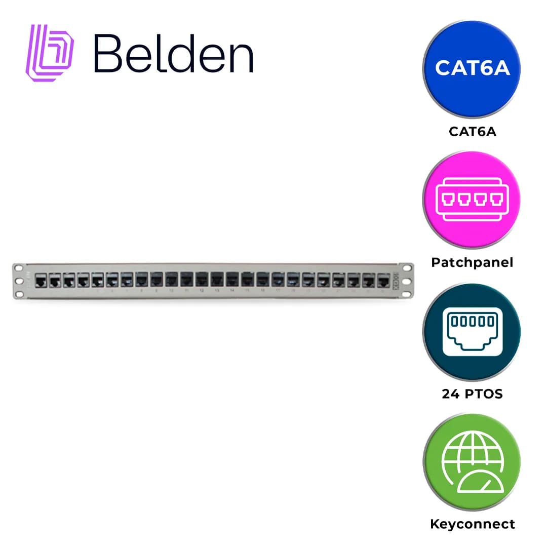 PATCH PANEL KEYCONNECT CAT6A BELDEN AX103254 / TITANIUM / 24 PUERTOS / 3