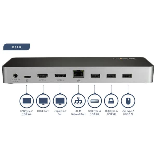 StarTech.com Dock USB C para 2 Monitores 4K 30Hz con HDMI y DisplayPor 5