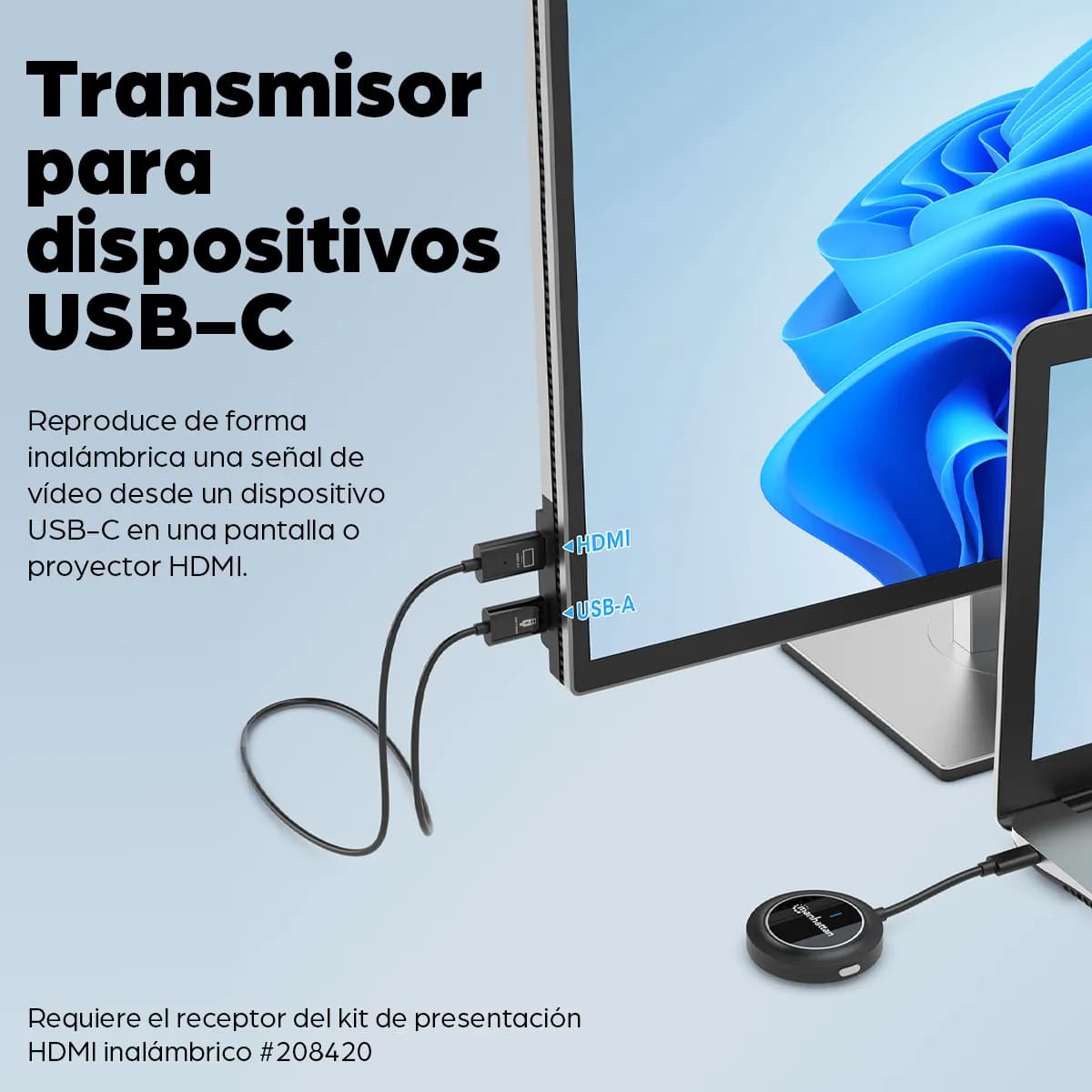 Manhattan 208437 extensor de audio/video Transmisor AV Negro 8