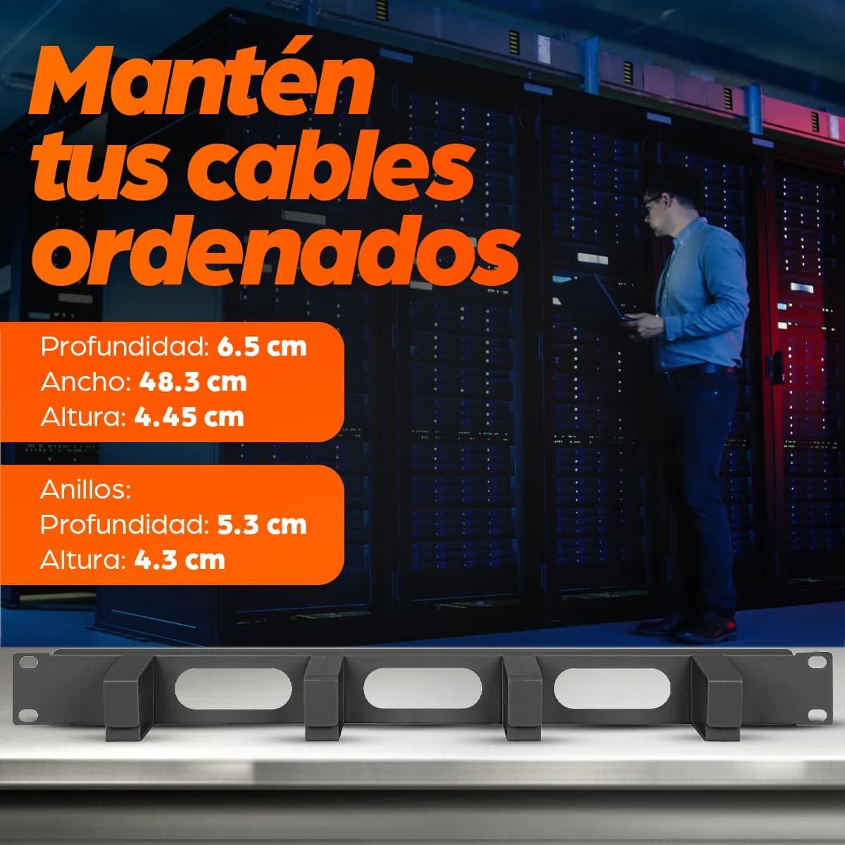 Intellinet Panel Administrador de Cable 19" 1 U, 4 arillos plásticos c 7