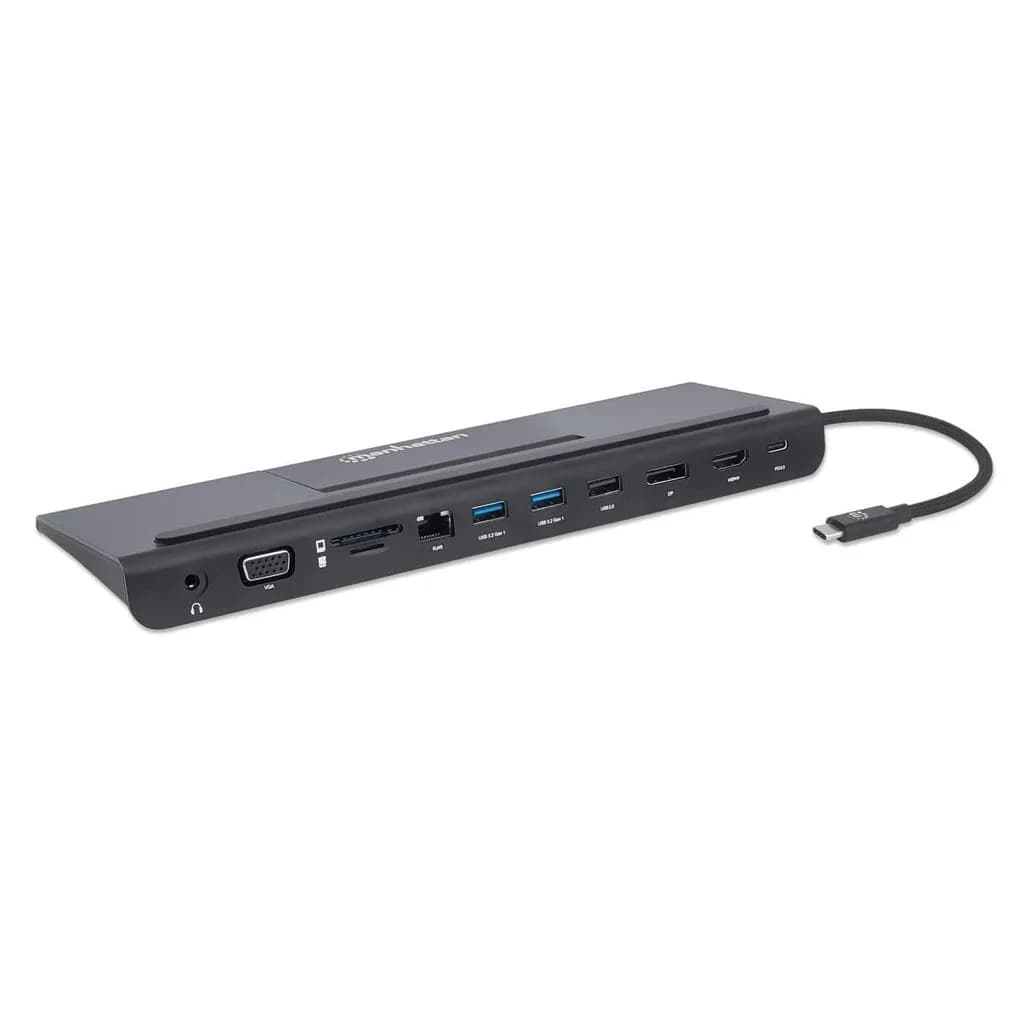 Manhattan Docking station de USB-C a 11 puertos, para tres monitores,  2