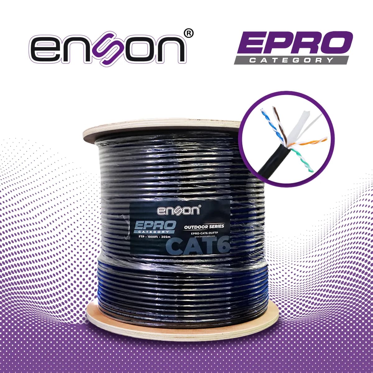 CABLE FTP CAT6 ENSON EPRO-CAT6-OUFTP FORRO PE BLINDADO 4 PARES CALIBRE 2