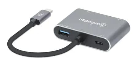 Manhattan Docking Station de USB-C a HDMI y VGA, 4 en 1, con suministr 3