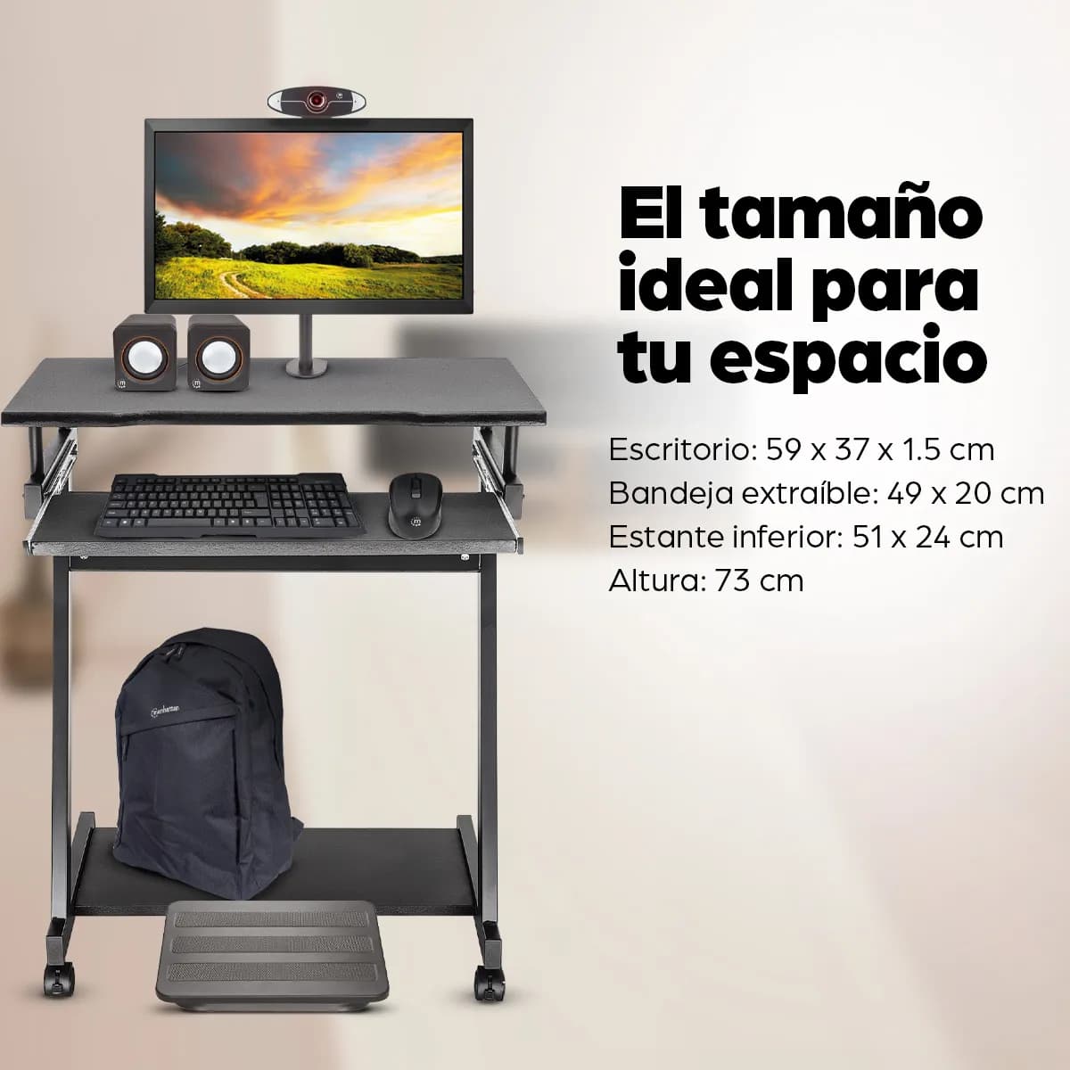 Manhattan Escritorio compacto para computadora, con bandeja deslizable 9