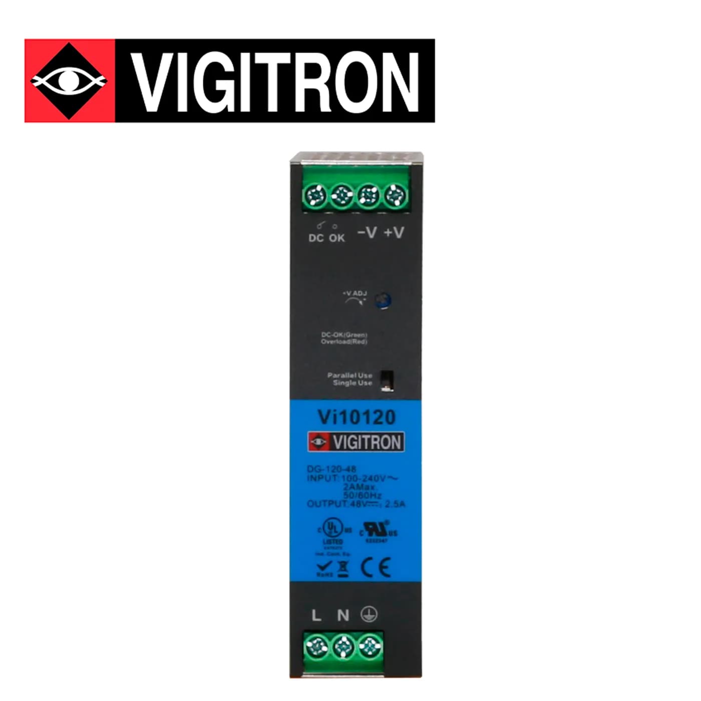 FUENTE DE PODER REFORZADA VIGITRON VI10120 / RIEL DIN / 120W -150W / 4 2