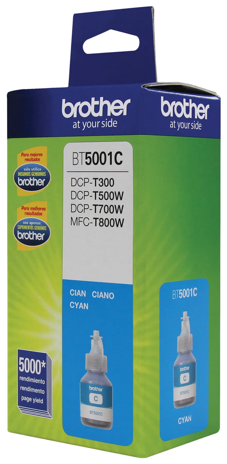 TINTA BROTHER BT5001C CYAN RENDIMIENTO 5K PGS P/T310/T510W/T710W/T910D 2