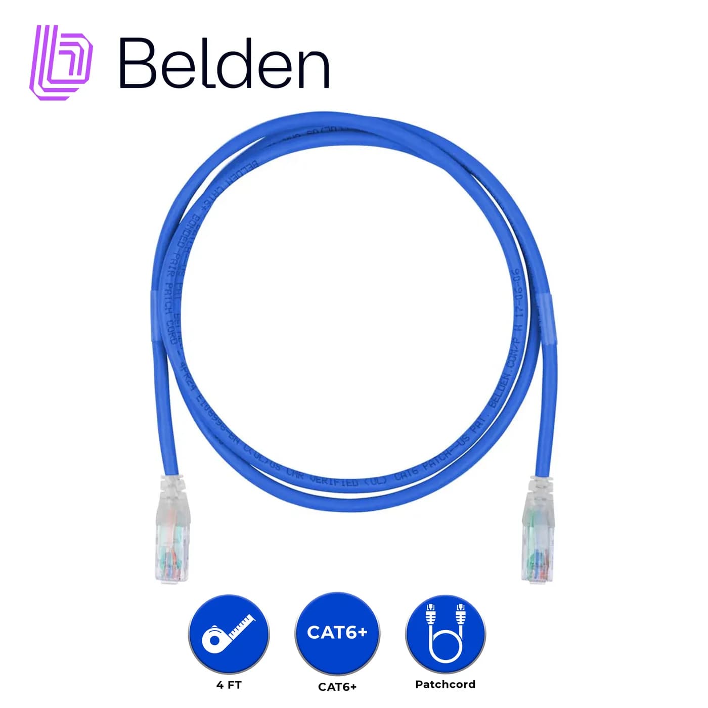PATCH CORD UTP CAT6+ BELDEN C601106004 / INTERIOR / AZUL / 4 PARES / 2 3