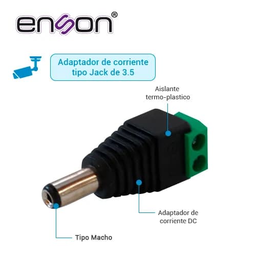 KIT 10 CONECTORES DE CORRIENTE MACHO 10x ENS-MC01 ENSON, TIPO JACK 3.5 2