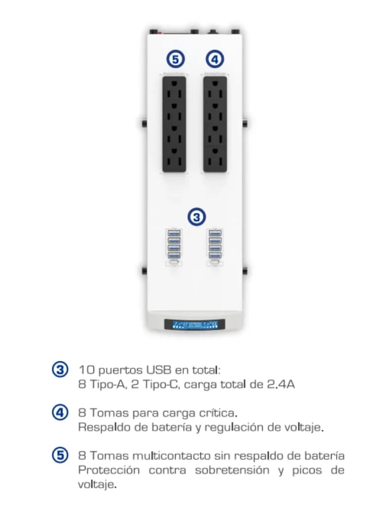 CDP GSMART1516 1500VA/900W UPS Smart, AVR 16 Salidas, Puerto de carga  3