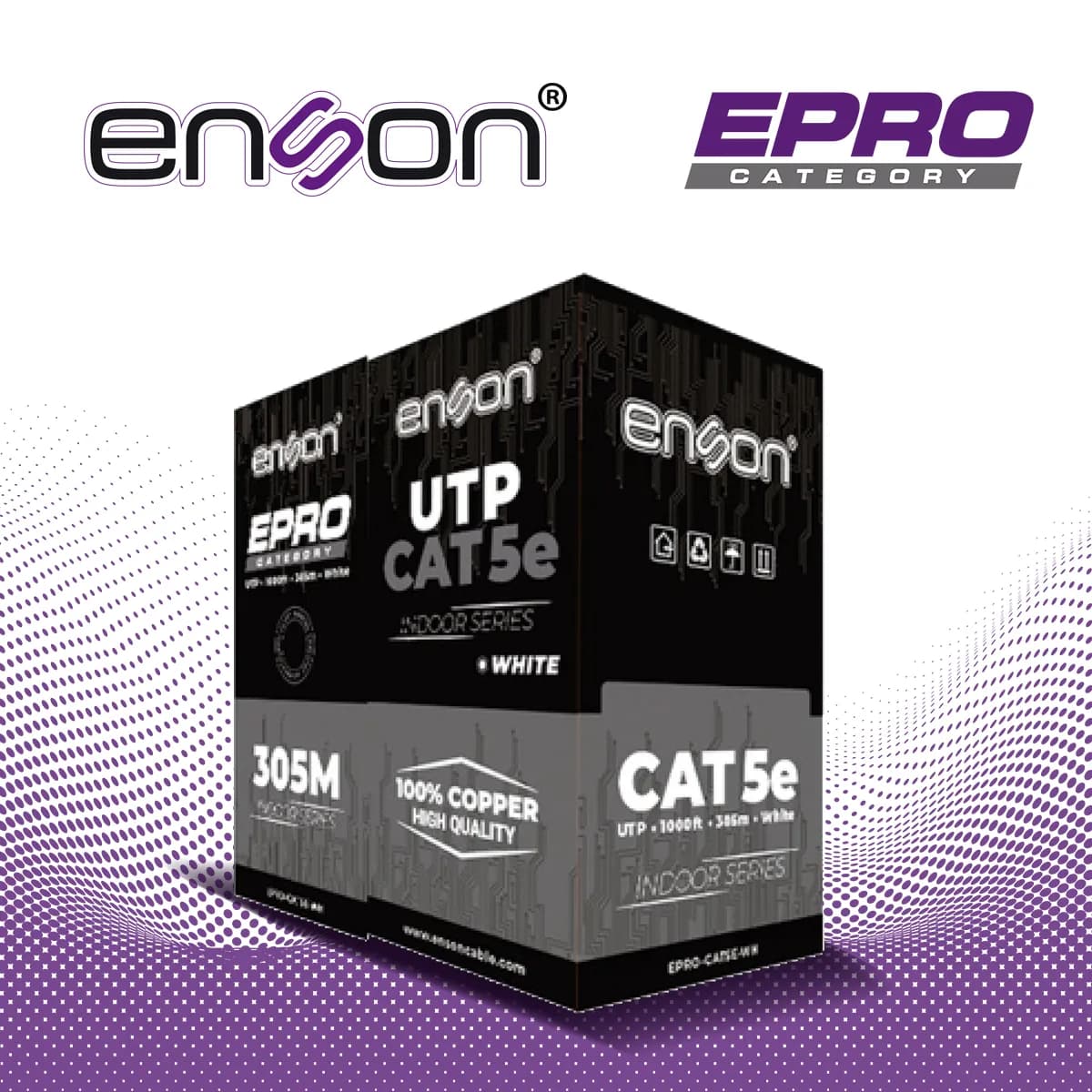 CABLE UTP CAT5E BLANCO ENSON EPRO-CAT5E-WH / FORRO PVC CM / 4 PARES /  2