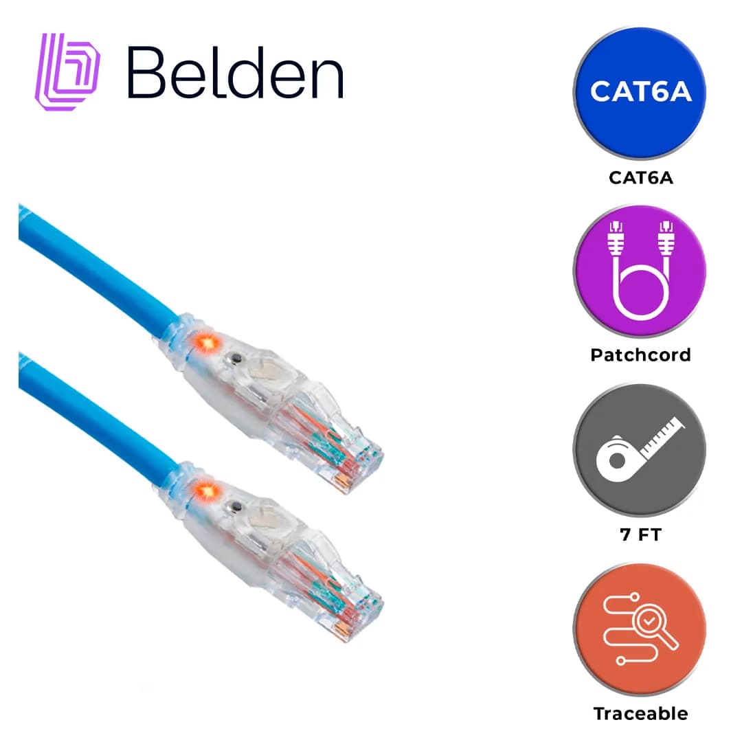 PATCH CORD TRACEABLE UTP CAT6A BELDEN CAT1106007 / INTERIOR / AZUL / 4 3