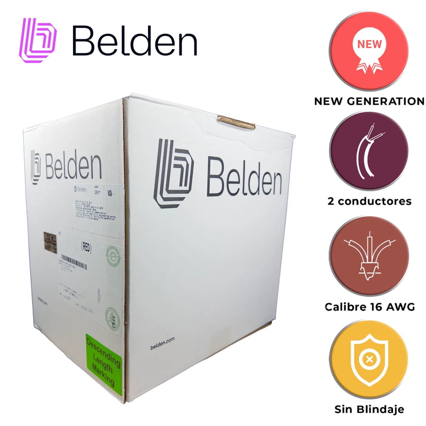 CABLE DE SEGURIDAD Y SONIDO BELDEN 5100UE 008U1000 / INTERIOR / GRIS / 6