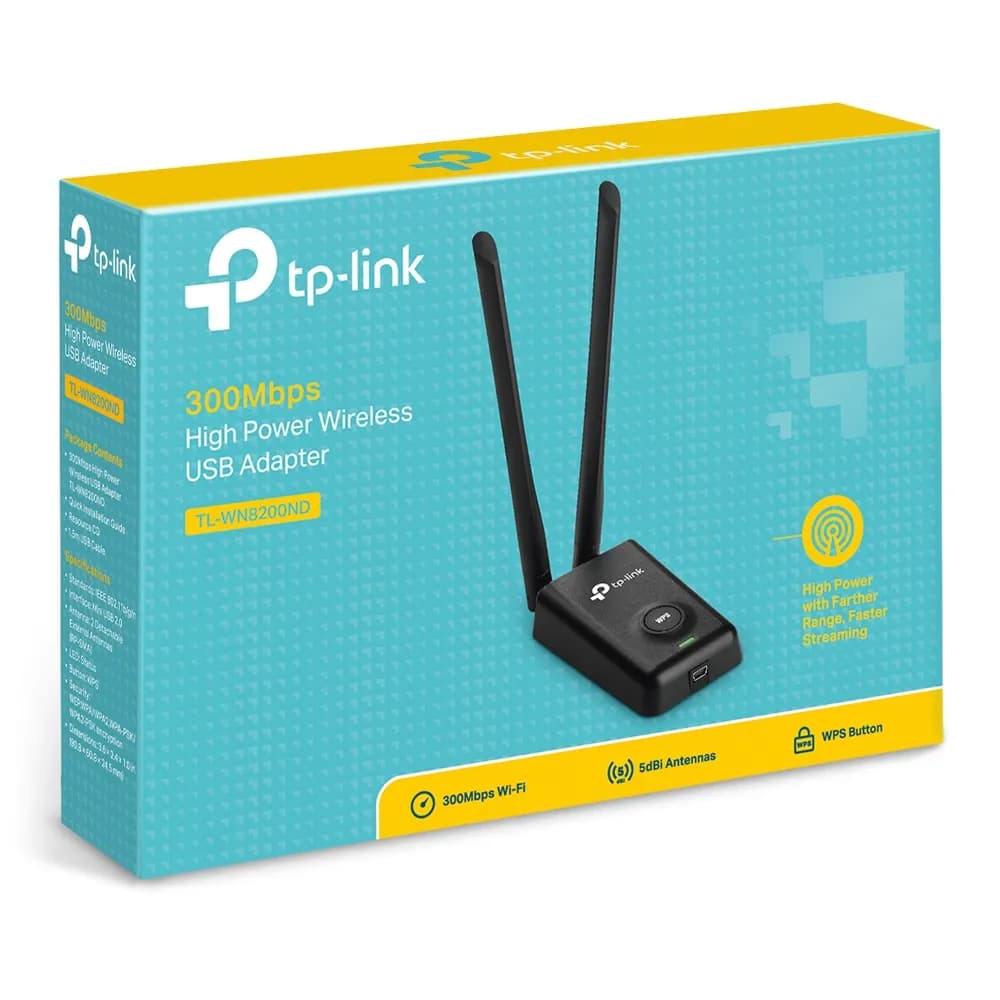 ADAPTADOR USB INALAMBRICO DE ALTA POTENCIA TP-LINK TL-WN8200ND 300 MBP 4
