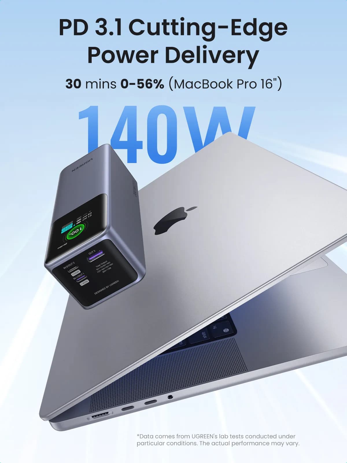 Ugreen 25000mAh 200W Fast Charging Powerbank Gris 3