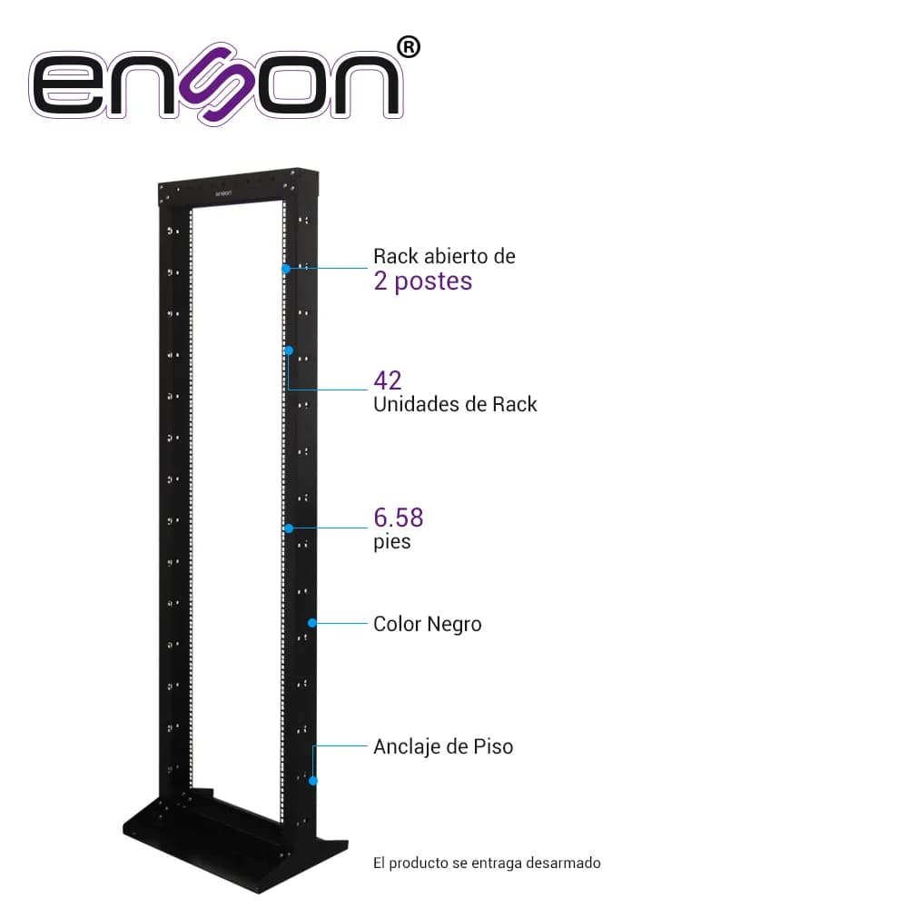 RACK VERTICAL ENSON ENS-RACK244 DE 42UR DOS POSTES EMPOTRABLE IDEAL PA 2