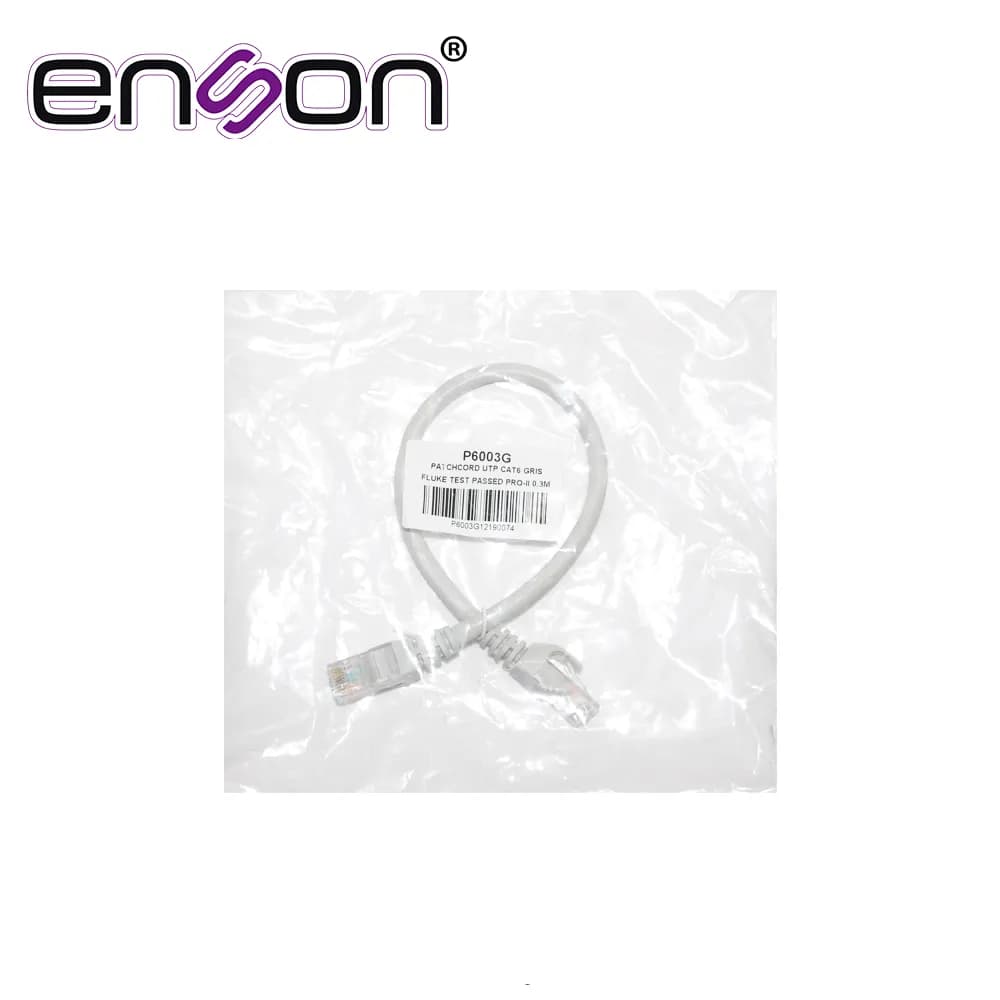 PATCHCORD UTP ENSON P6003G CAT6 30CM GRIS SERIE EPRO 100-II 100 POR CI 3