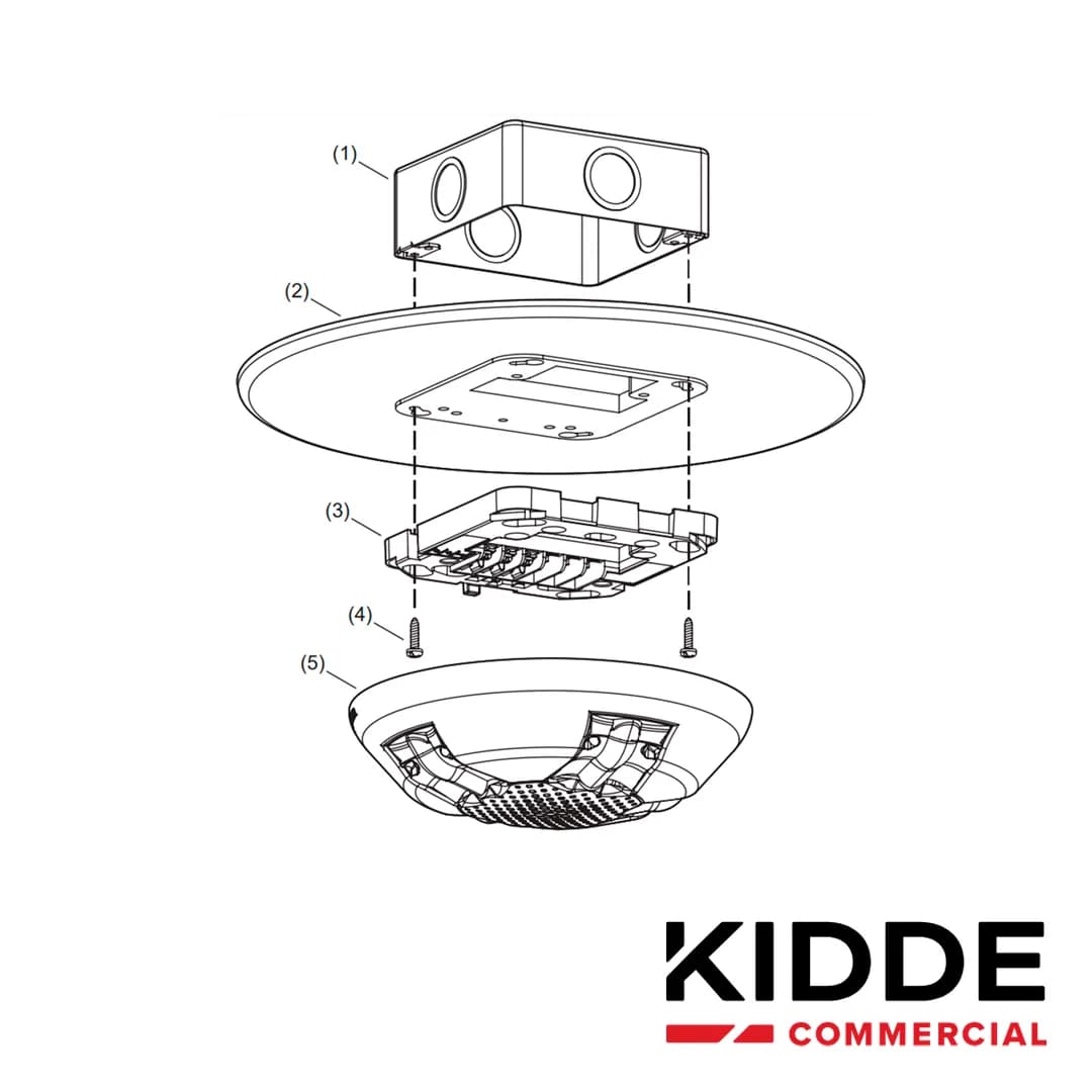 SIRENA CON ESTROBO DE TECHO, 15-115 CD, MARCA KIDDE, EGCAVRF, ROJA, CO 5