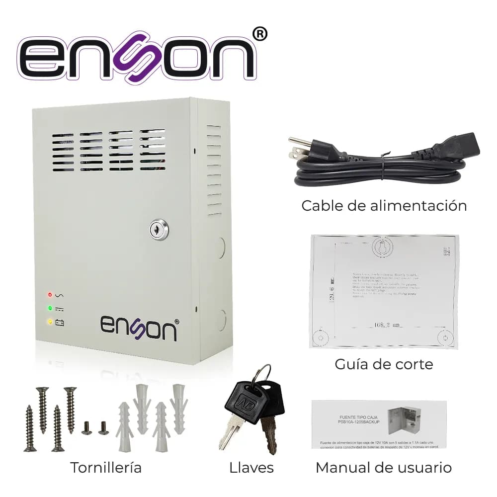 FUENTE DE PODER TIPO CAJA ENSON PSB10A-1209BACKUP 12VDC 10AMP 9 CANALE 4