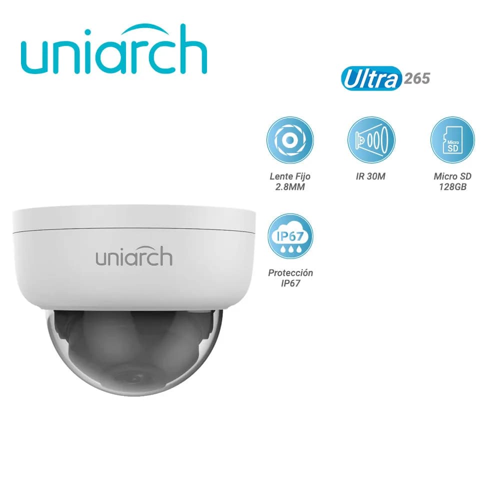 CAMARA IP DOMO UNIARCH IPC-D122-PF28K / 2MP / ULTRA265 / LENTE FIJO 2. 2