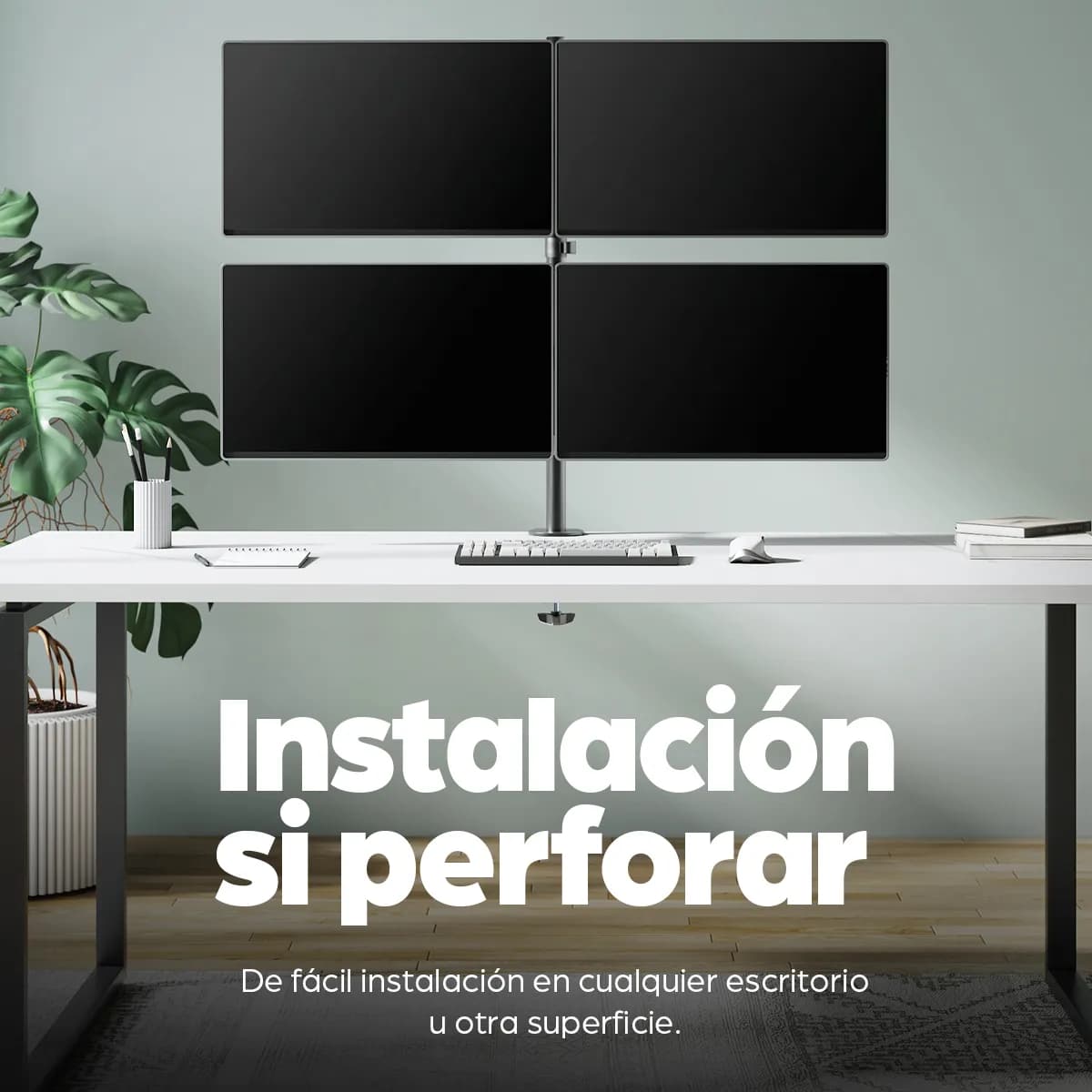 Manhattan Soporte para cuatro monitores, movimiento con brazos de dobl 9