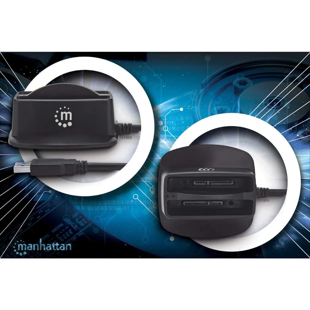 Manhattan Base de conexión dual USB 3.0 SuperSpeed y disco duro SATA 2 9