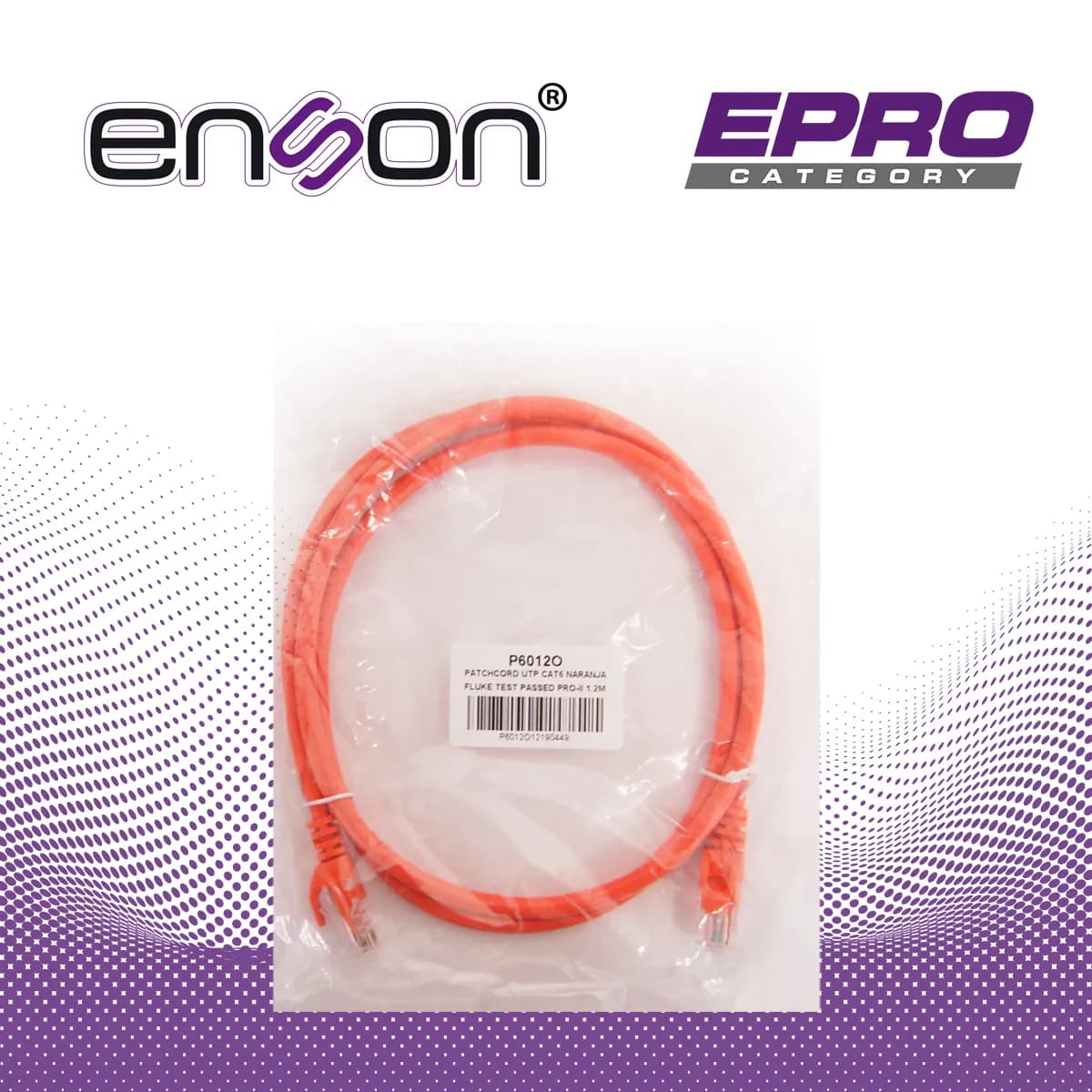 PATCHCORD UTP ENSON P6012O CAT6 120CM NARANJA SERIE EPRO 100-II 100 PO 6