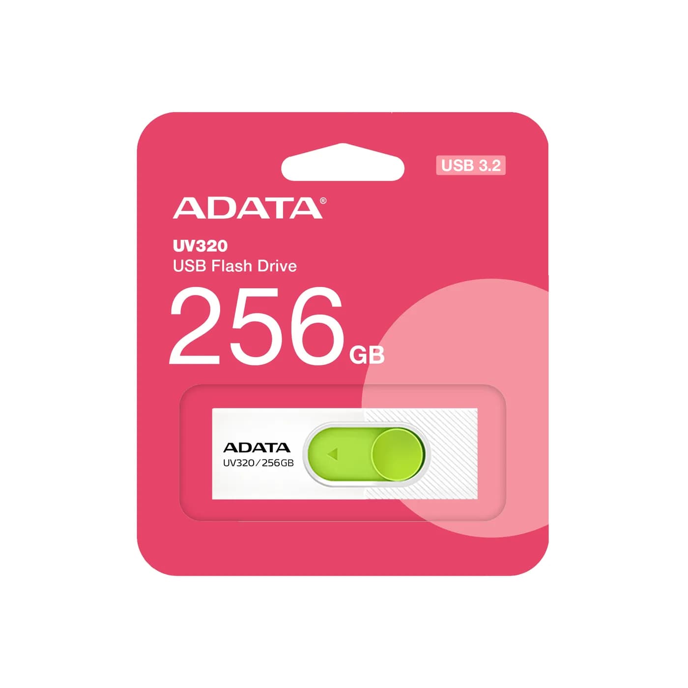 MEMORIA USB ADATA AUV320-256G-RWHGN 256GB USB 3.2 COLOR BLANCO/VERDE 3