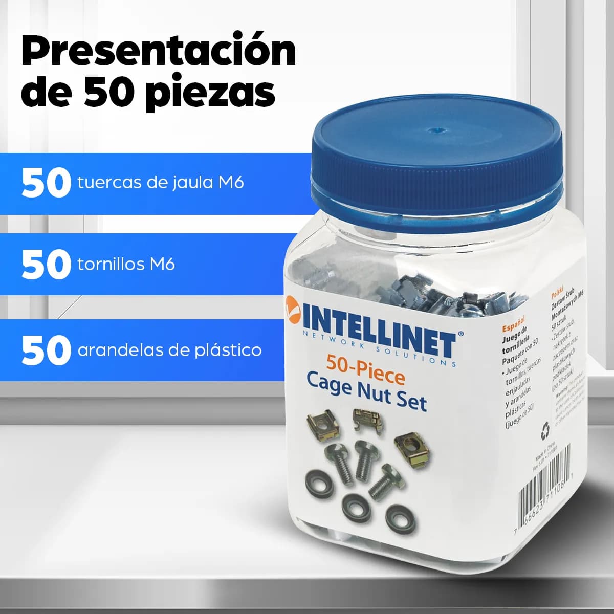 Intellinet TORNILLOS M6 TUERCA ENJAULADA PAQUETE CON 50 JUEGOS 6
