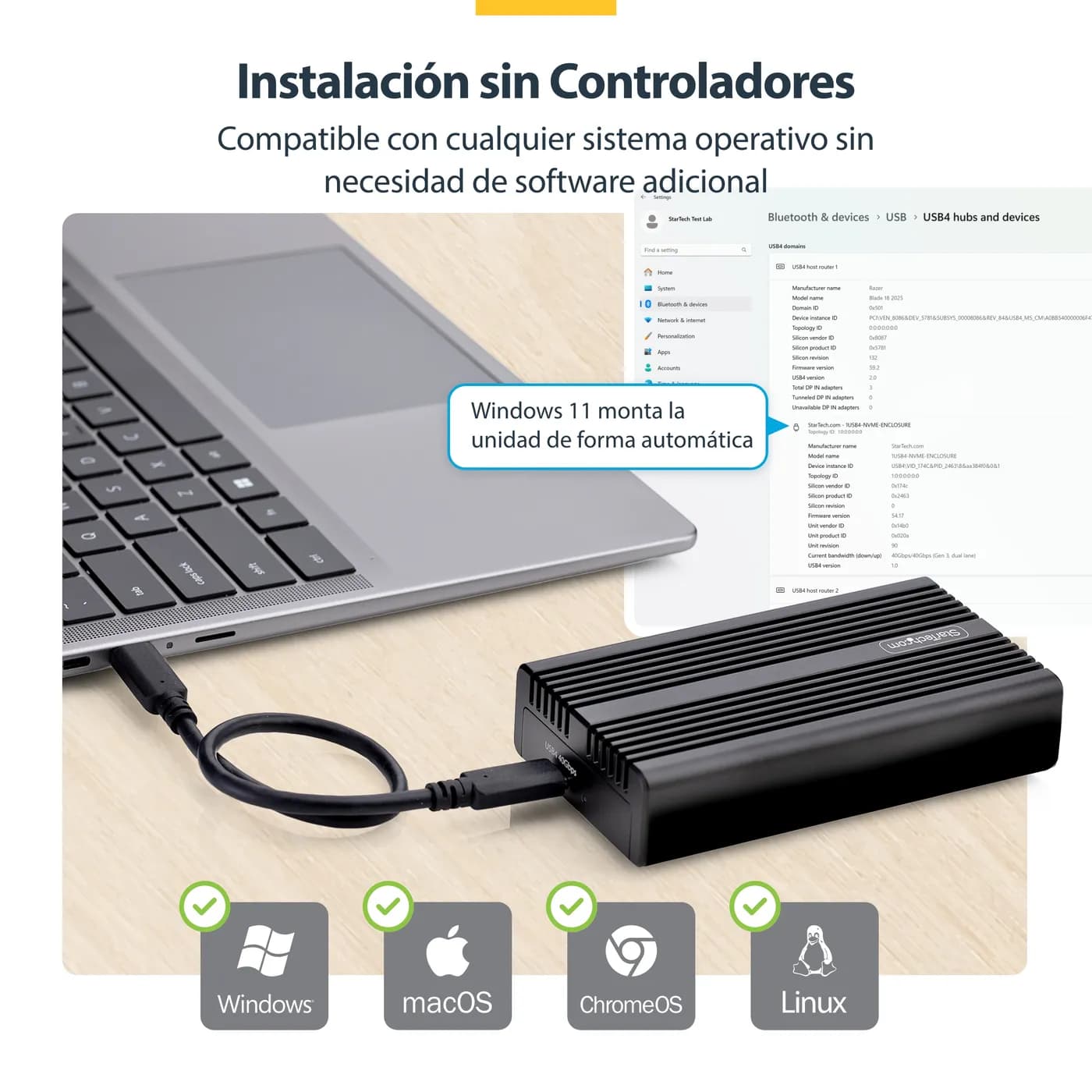 StarTech.com Gabinete USB4 NVMe M.2 - 40Gbps - Gabinete USB Tipo C par 11