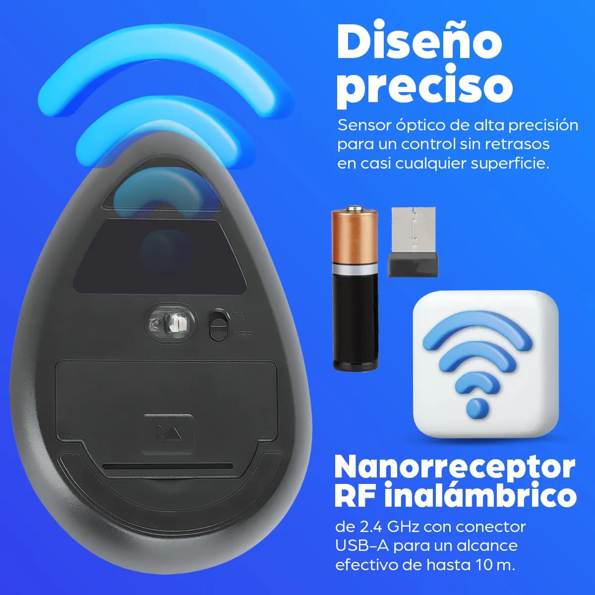 Manhattan 190336 ratón Oficina Diestro RF inalámbrico Óptico 1600 DPI 14