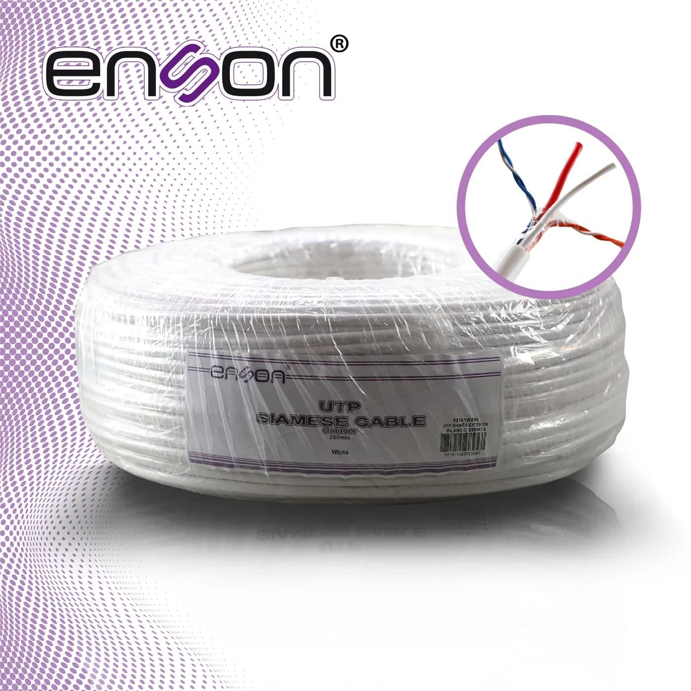 CABLE UTP SIAMES ENSON 52101W250 4C PARA DATOS Y DOS CABLES CALIBRE 18 5