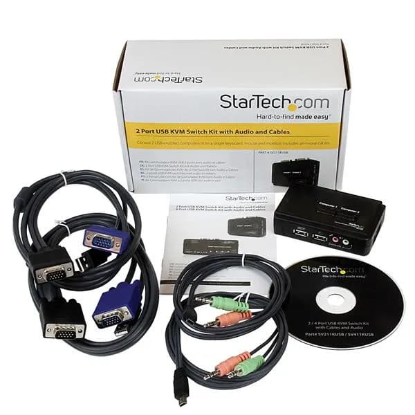 StarTech.com Juego de Conmutador KVM de 2 puertos con todo incluido -  6