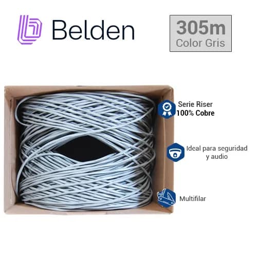 CABLE DE SEGURIDAD Y SONIDO BELDEN 5100UE 008U1000 / INTERIOR / GRIS / 2