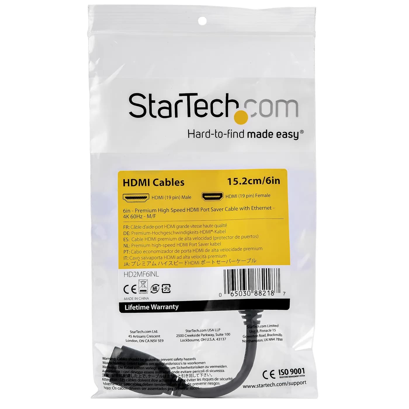 StarTech.com Cable HDMI de 15 cm de Alta Velocidad con Conectores de A 4
