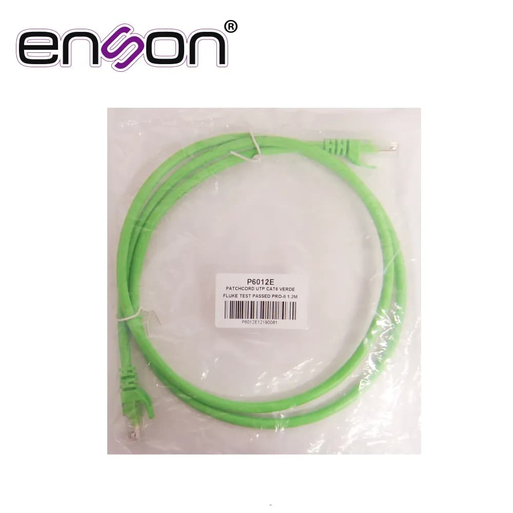 PATCHCORD UTP ENSON P6012E CAT6 120CM VERDE SERIE EPRO 100-II 100 POR  3