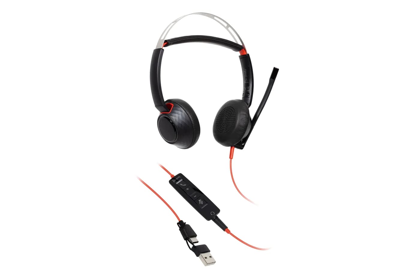 HP Poly Auriculares estéreo Poly Blackwire 5220 + conector de 3,5 mm + 2