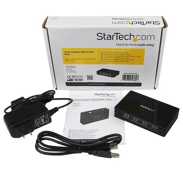 StarTech.com Hub Concentrador USB 2.0 Compacto de 4 Puertos - Negro 4