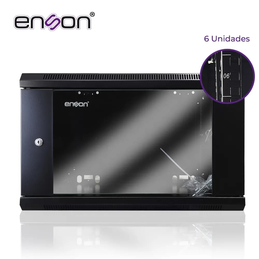 GABINETE DE PARED ENSON ENS-RKGB6U 6UR PUERTA FRONTAL DE CRISTAL TEMPL 2