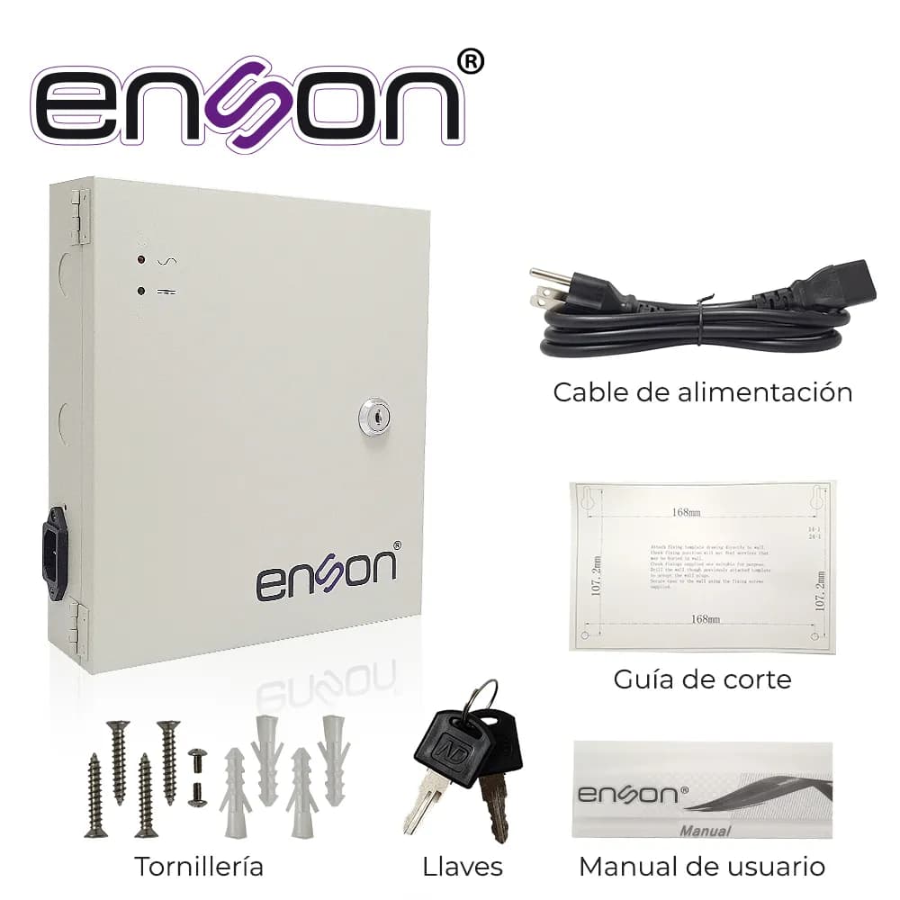 FUENTE DE PODER TIPO CAJA ENSON PSB-1218 12VDC 10A 18 CANALES DE 0.5A  4