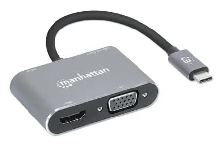 Manhattan Docking Station de USB-C a HDMI y VGA, 4 en 1, con suministr 4