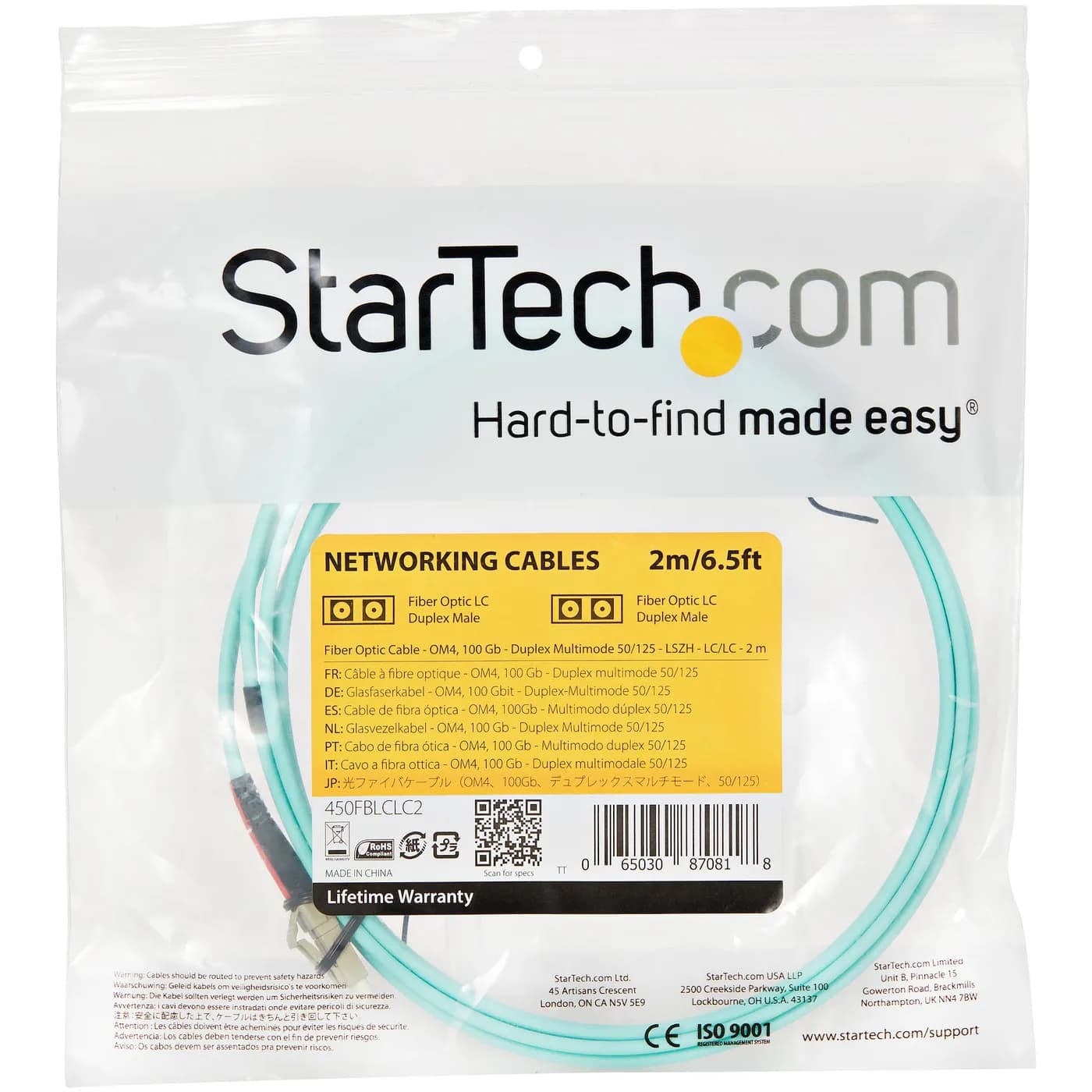 StarTech.com Cable de 2m de Fibra Óptica Multimodo LC/UPC a LC/UPC OM4 5