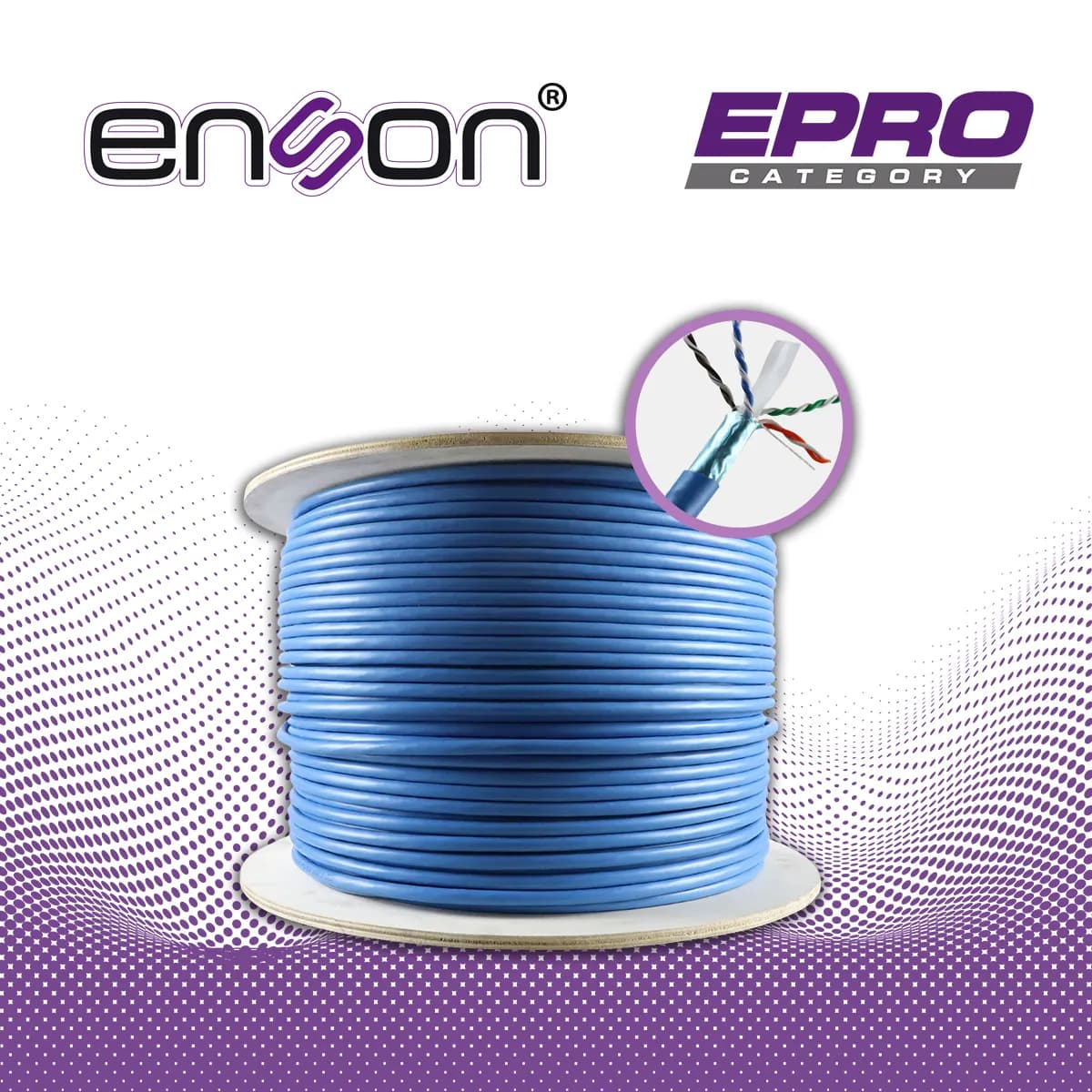 CABLE UTP CAT6A ENSON 12264L305 FORRO PVC AZUL 4 PARES 500MHZ 100 POR  4