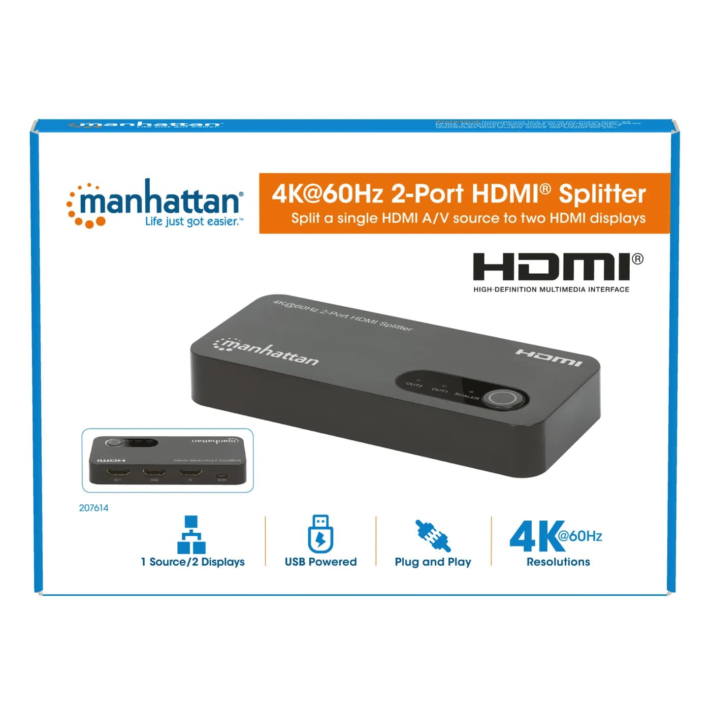 Manhattan 207614 divisor de vídeo HDMI 2x HDMI 11