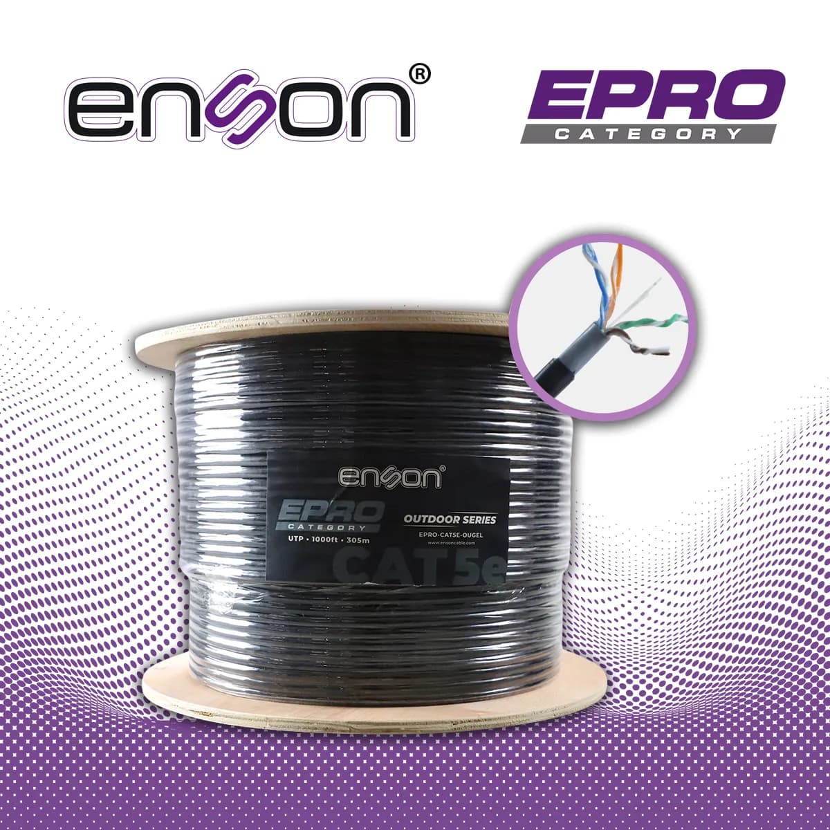 CABLE UTP CAT5E ENSON EPRO-CAT5E-OUGEL FORRO PVC+PE+GEL 4 PARES CALIBR 4