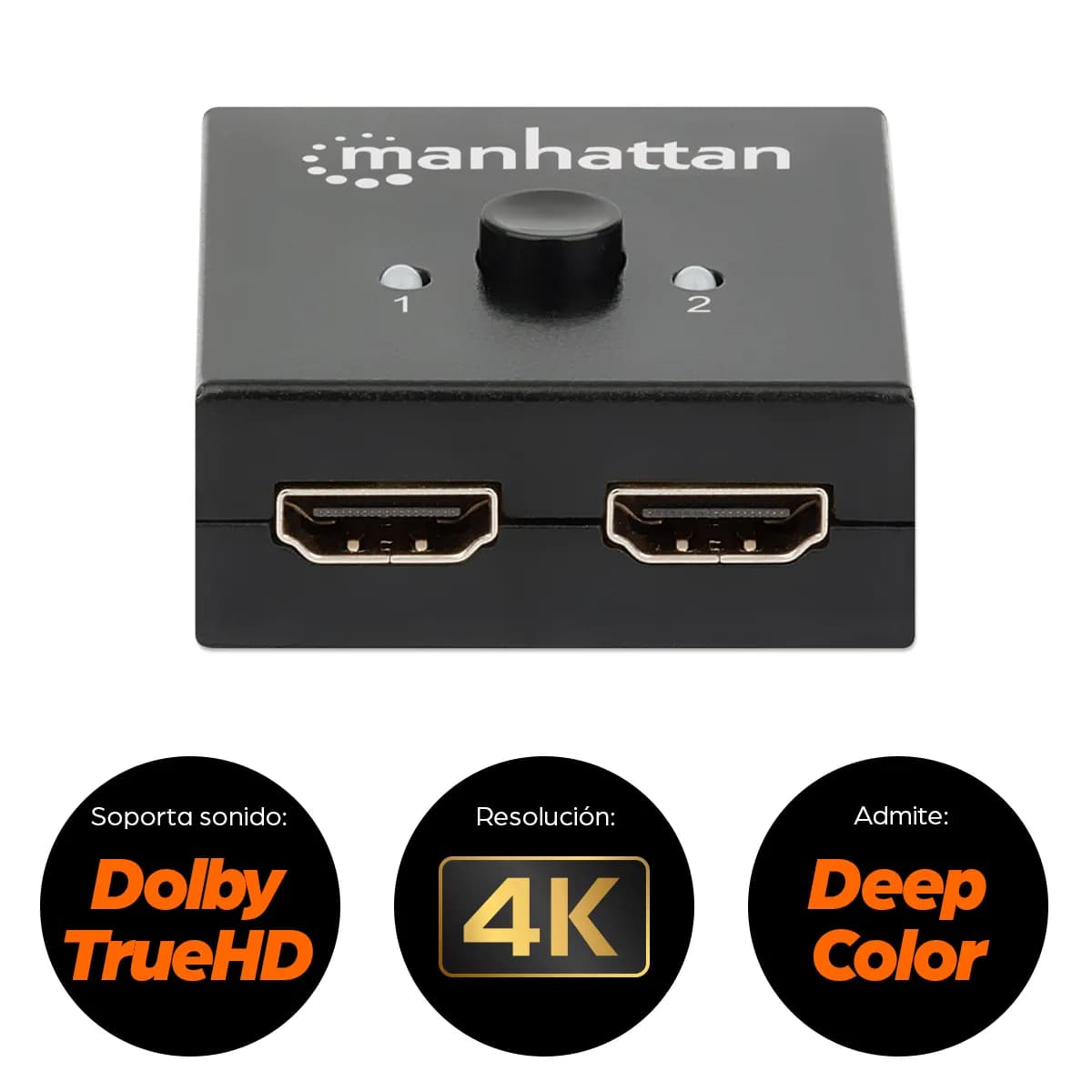 Manhattan 207850 conmutador de vídeo HDMI 3