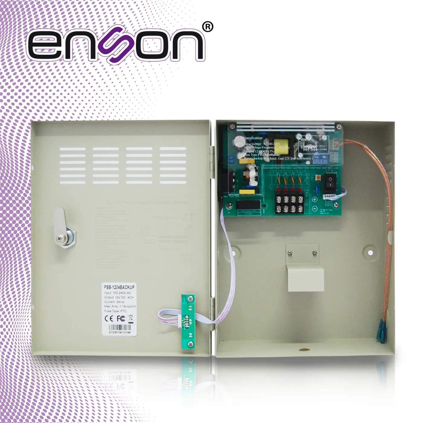 FUENTE DE PODER TIPO CAJA ENSON PSB-1204BACKUP 12VDC 3A 4 CANALES DE 0 7