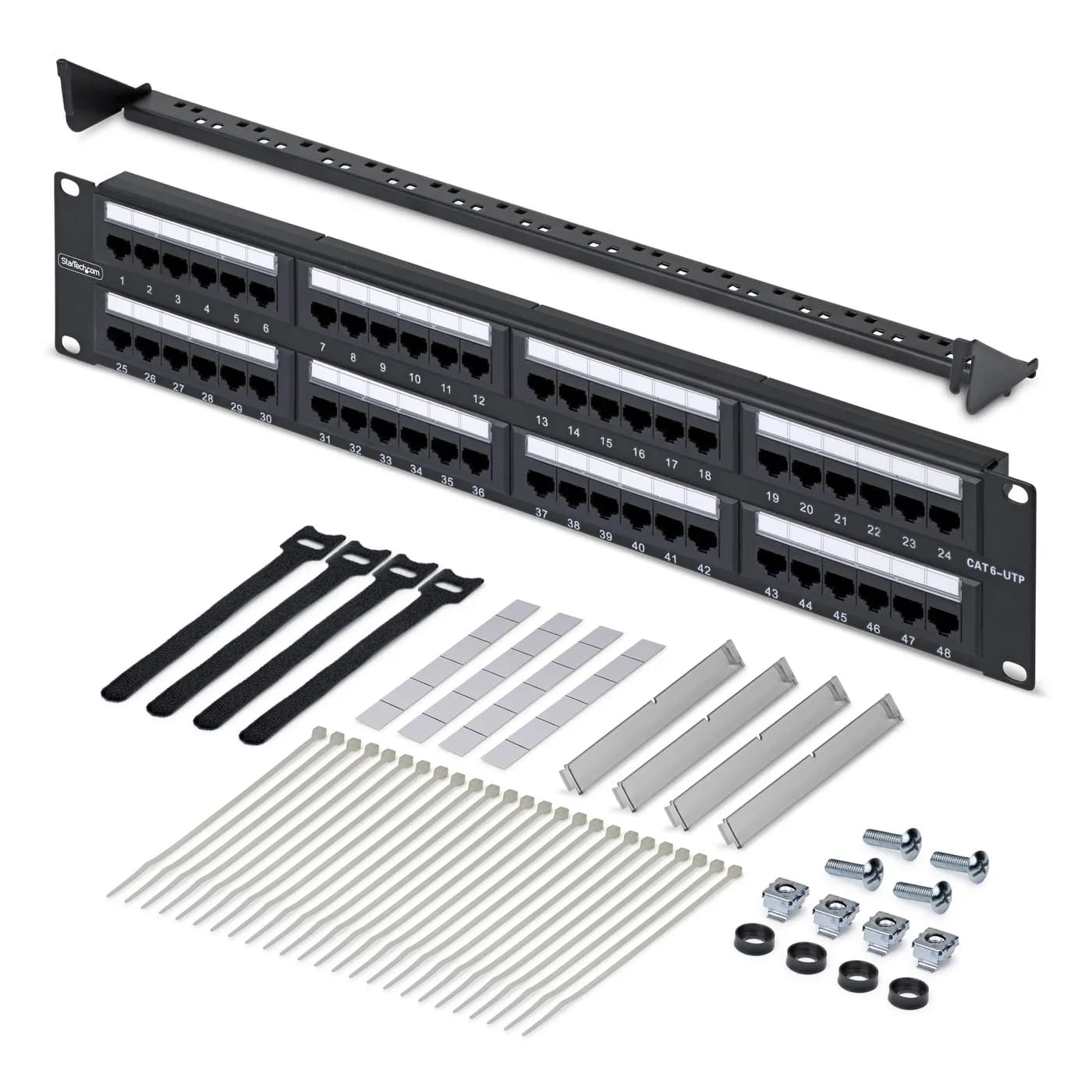 StarTech.com Panel de Parcheo 2U de 48 Puertos Cat6 RJ45 de Montaje en 6